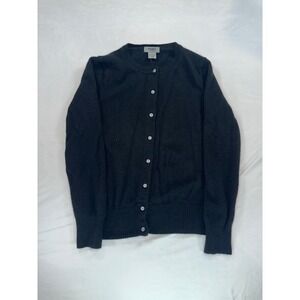 Premise Cashmere Black Button Front Cardigan Sweater Womens Large 100% Cashmere